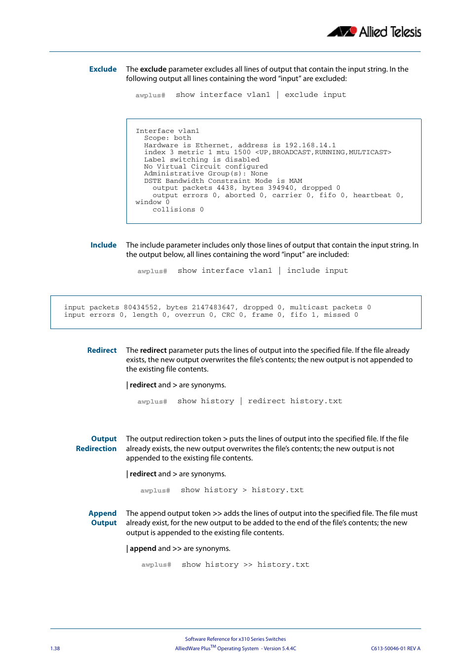 Allied Telesis AlliedWare Plus Operating System Version 5.4.4C (x310-26FT,x310-26FP,x310-50FT,x310-50FP) User Manual | Page 62 / 2220