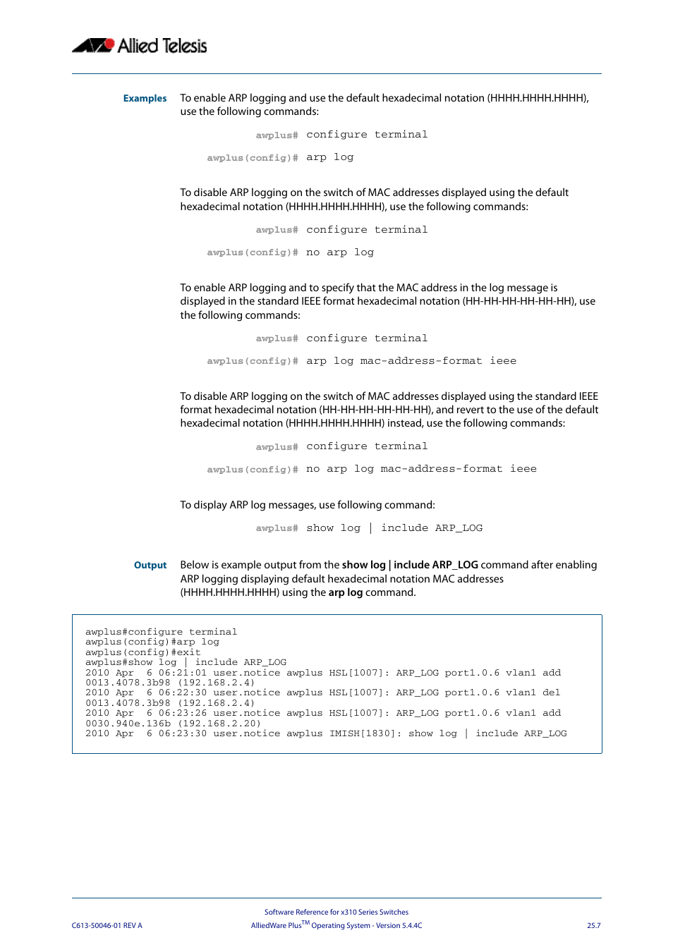 Allied Telesis AlliedWare Plus Operating System Version 5.4.4C (x310-26FT,x310-26FP,x310-50FT,x310-50FP) User Manual | Page 641 / 2220