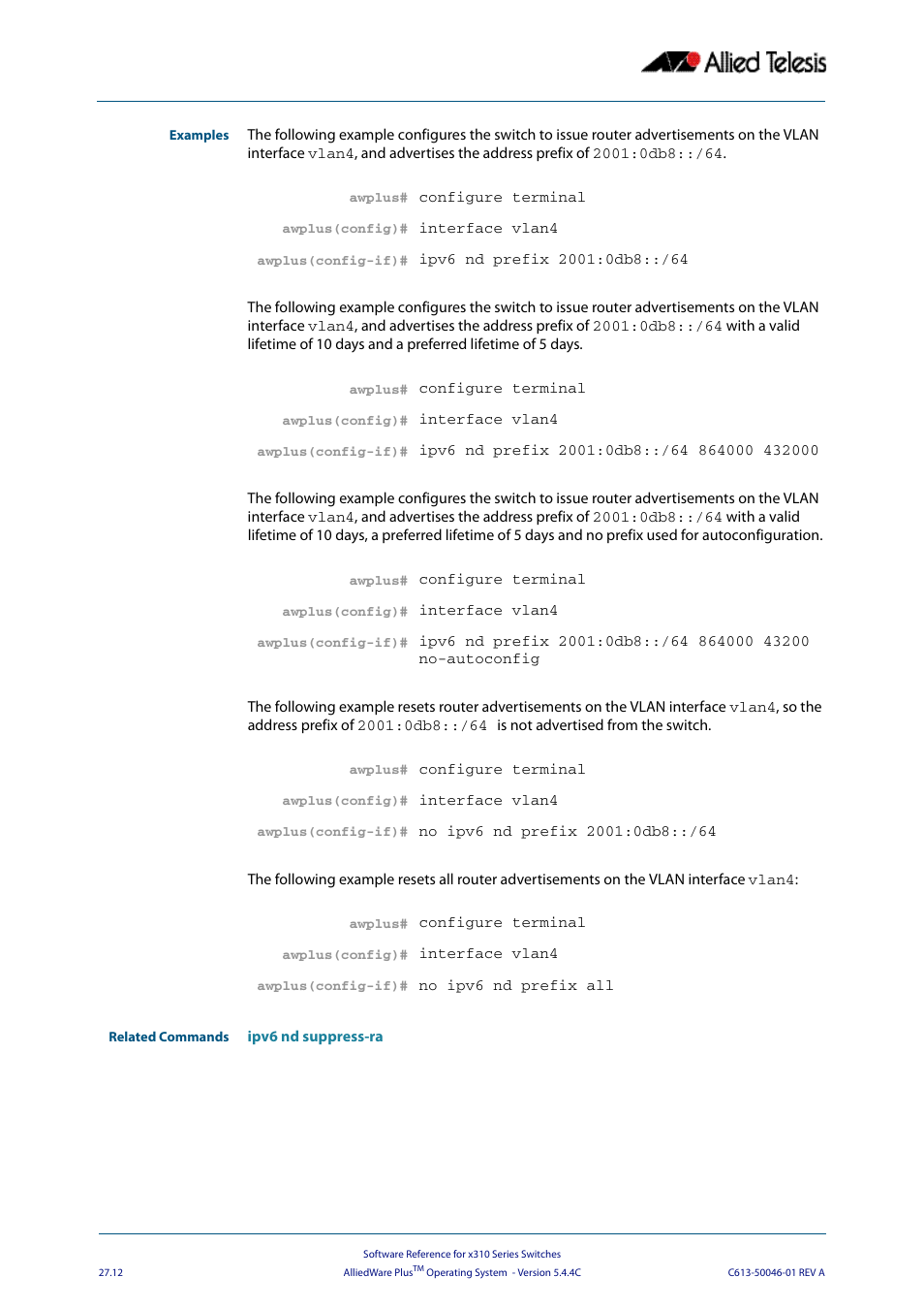 Allied Telesis AlliedWare Plus Operating System Version 5.4.4C (x310-26FT,x310-26FP,x310-50FT,x310-50FP) User Manual | Page 690 / 2220