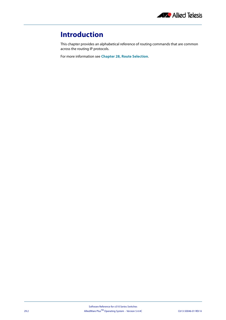 Introduction | Allied Telesis AlliedWare Plus Operating System Version 5.4.4C (x310-26FT,x310-26FP,x310-50FT,x310-50FP) User Manual | Page 716 / 2220