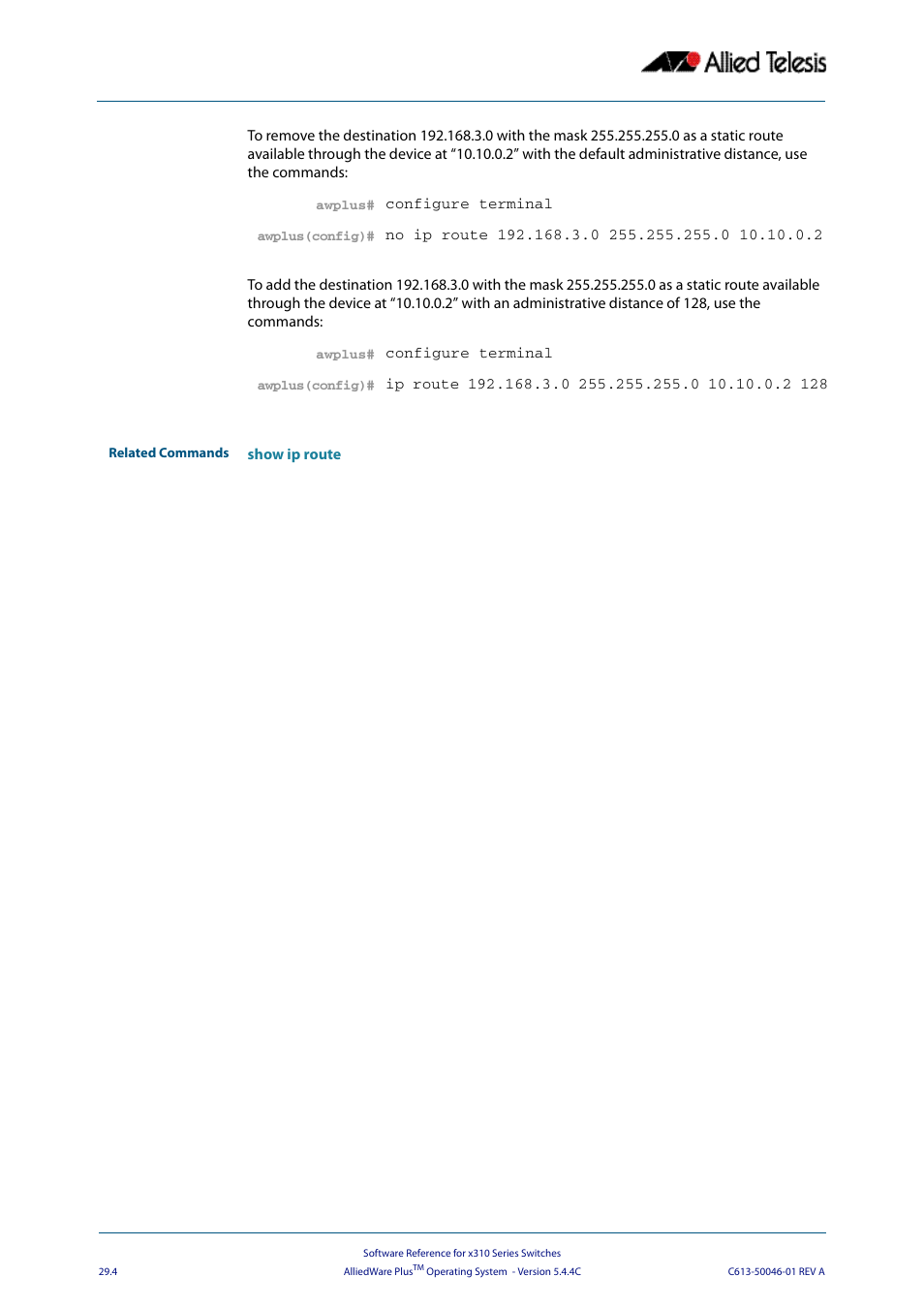 Allied Telesis AlliedWare Plus Operating System Version 5.4.4C (x310-26FT,x310-26FP,x310-50FT,x310-50FP) User Manual | Page 718 / 2220