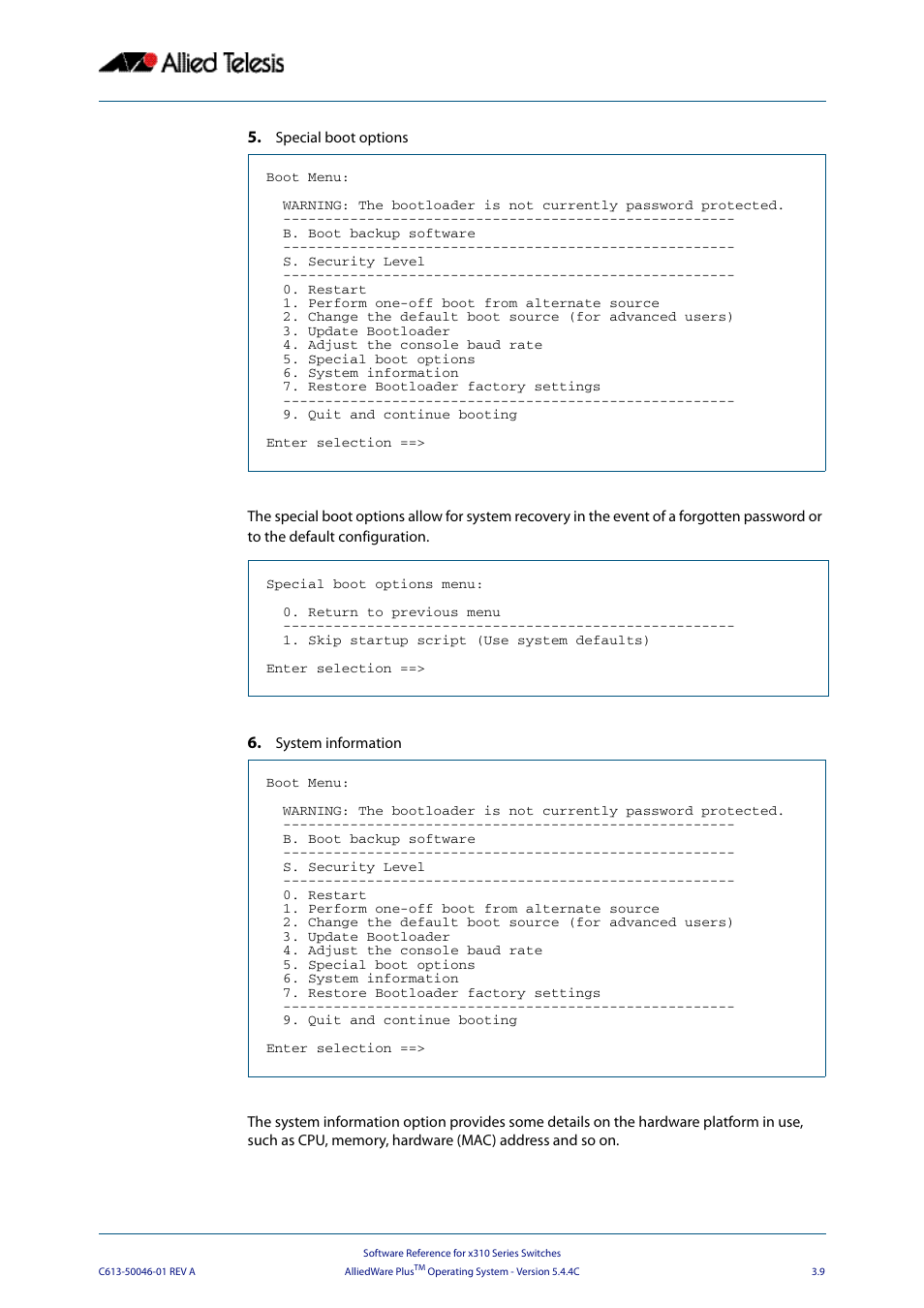 Allied Telesis AlliedWare Plus Operating System Version 5.4.4C (x310-26FT,x310-26FP,x310-50FT,x310-50FP) User Manual | Page 73 / 2220