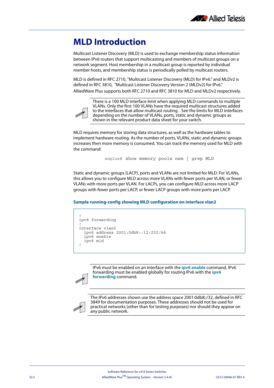 Mld introduction | Allied Telesis AlliedWare Plus Operating System Version 5.4.4C (x310-26FT,x310-26FP,x310-50FT,x310-50FP) User Manual | Page 786 / 2220