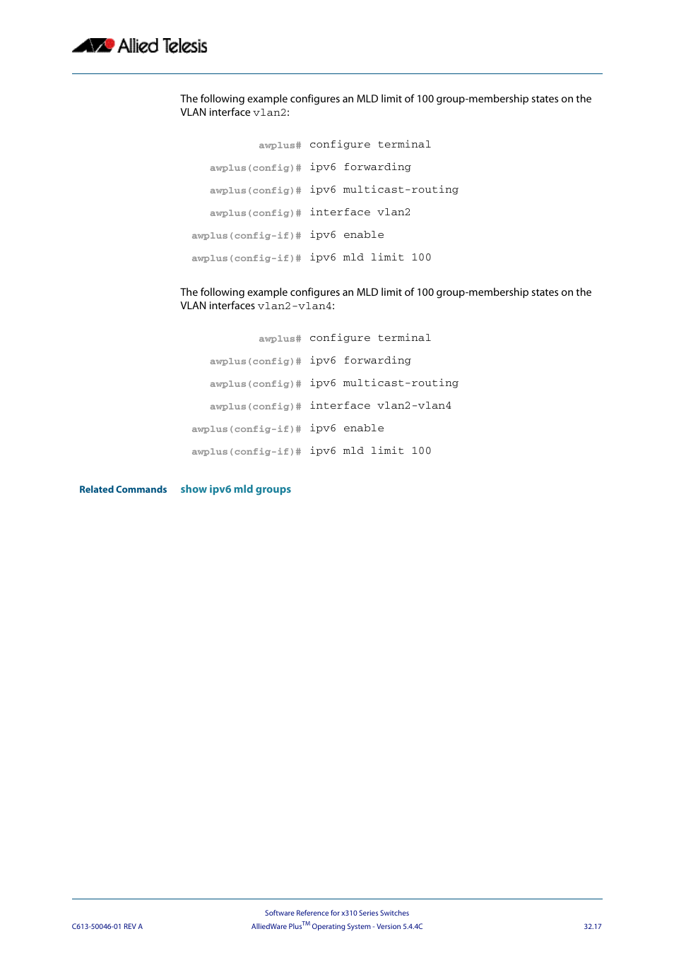 Allied Telesis AlliedWare Plus Operating System Version 5.4.4C (x310-26FT,x310-26FP,x310-50FT,x310-50FP) User Manual | Page 801 / 2220