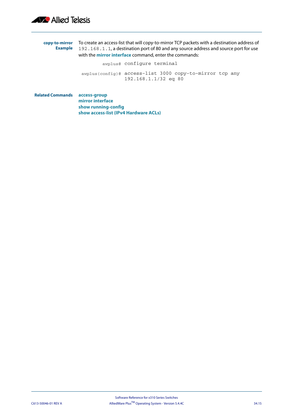 Allied Telesis AlliedWare Plus Operating System Version 5.4.4C (x310-26FT,x310-26FP,x310-50FT,x310-50FP) User Manual | Page 861 / 2220