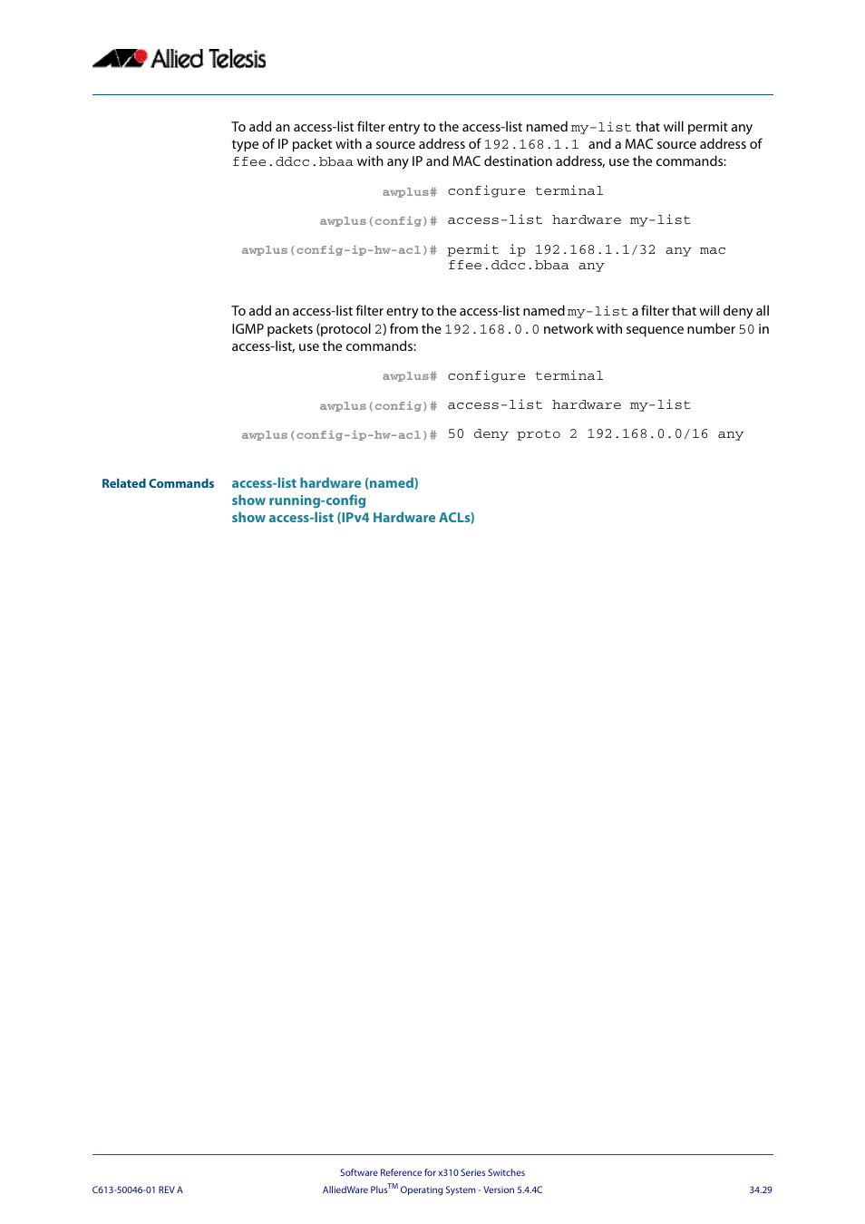 Allied Telesis AlliedWare Plus Operating System Version 5.4.4C (x310-26FT,x310-26FP,x310-50FT,x310-50FP) User Manual | Page 875 / 2220