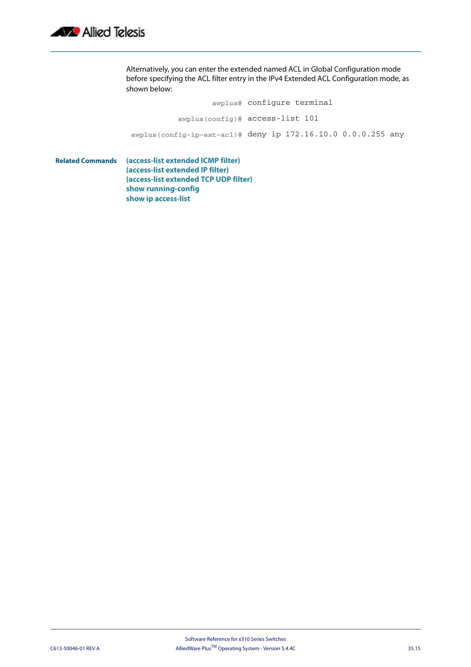 Allied Telesis AlliedWare Plus Operating System Version 5.4.4C (x310-26FT,x310-26FP,x310-50FT,x310-50FP) User Manual | Page 901 / 2220