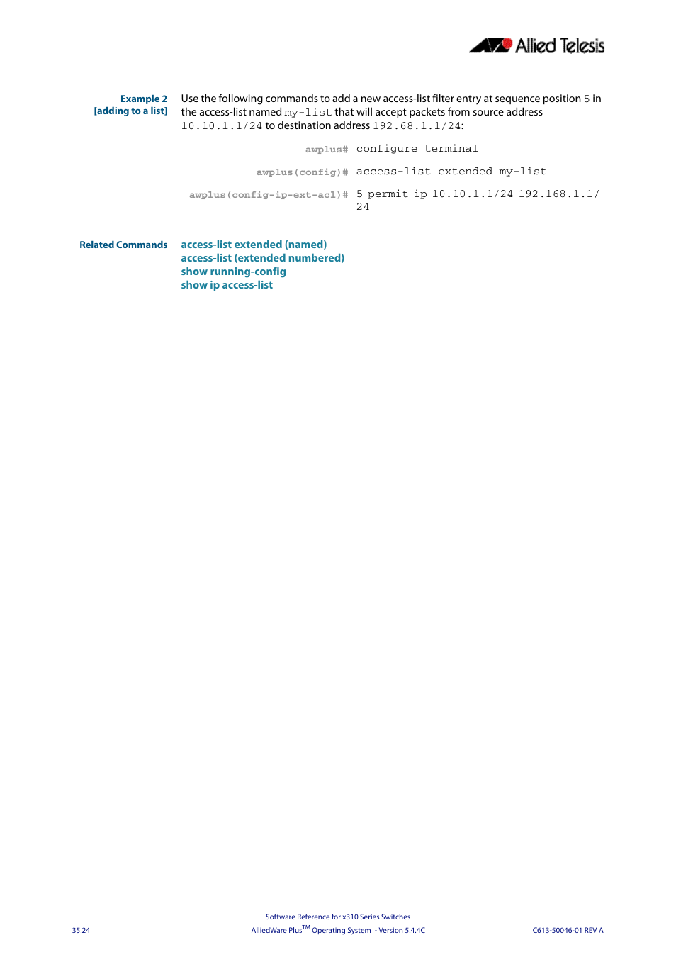 Allied Telesis AlliedWare Plus Operating System Version 5.4.4C (x310-26FT,x310-26FP,x310-50FT,x310-50FP) User Manual | Page 910 / 2220