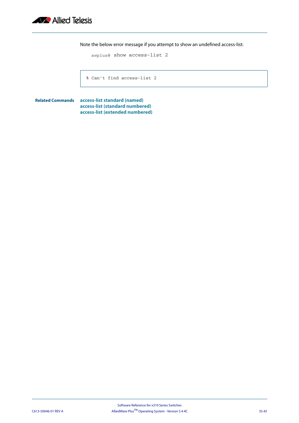 Allied Telesis AlliedWare Plus Operating System Version 5.4.4C (x310-26FT,x310-26FP,x310-50FT,x310-50FP) User Manual | Page 929 / 2220
