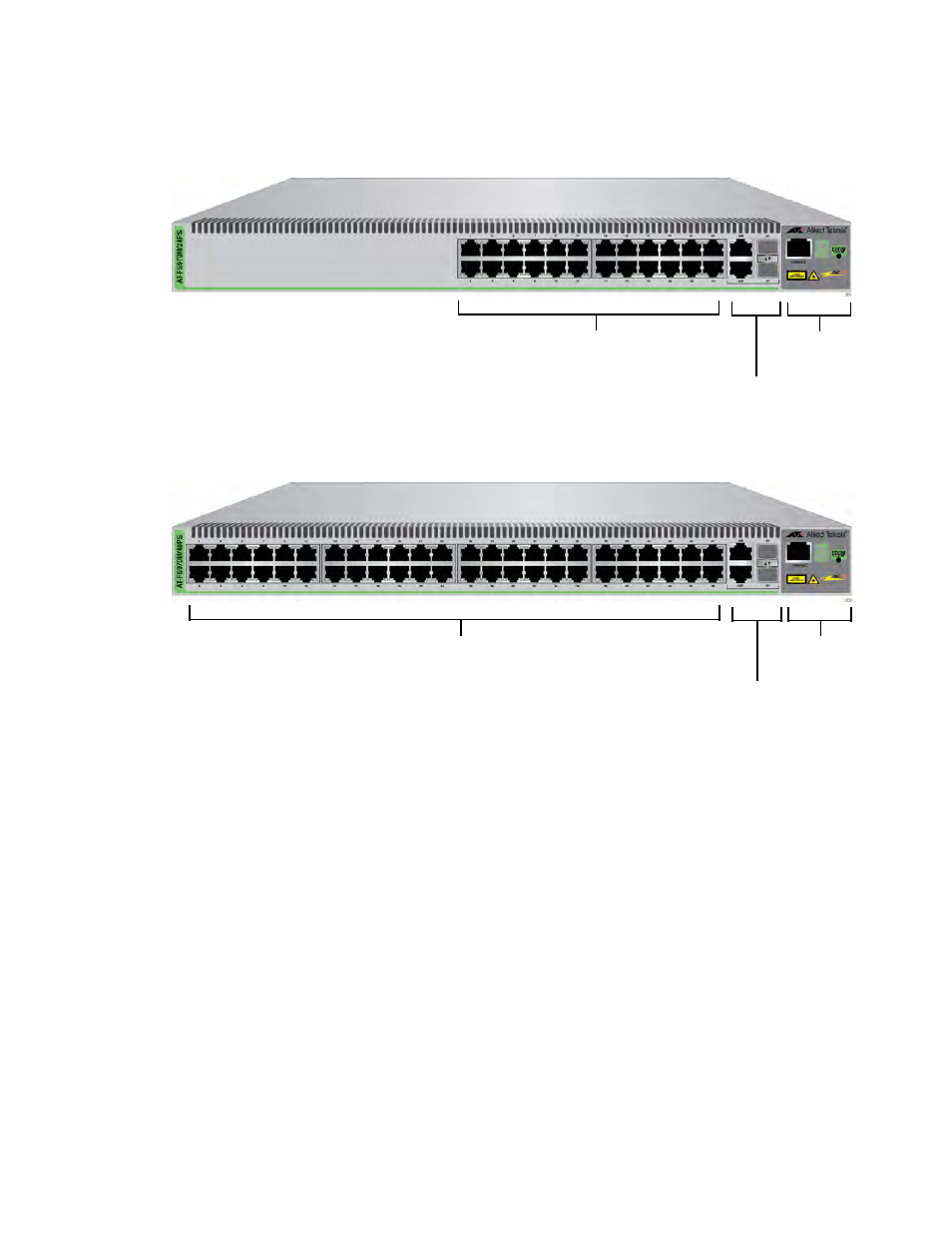 Front panel components | Allied Telesis FS970M Series User Manual | Page 23 / 106