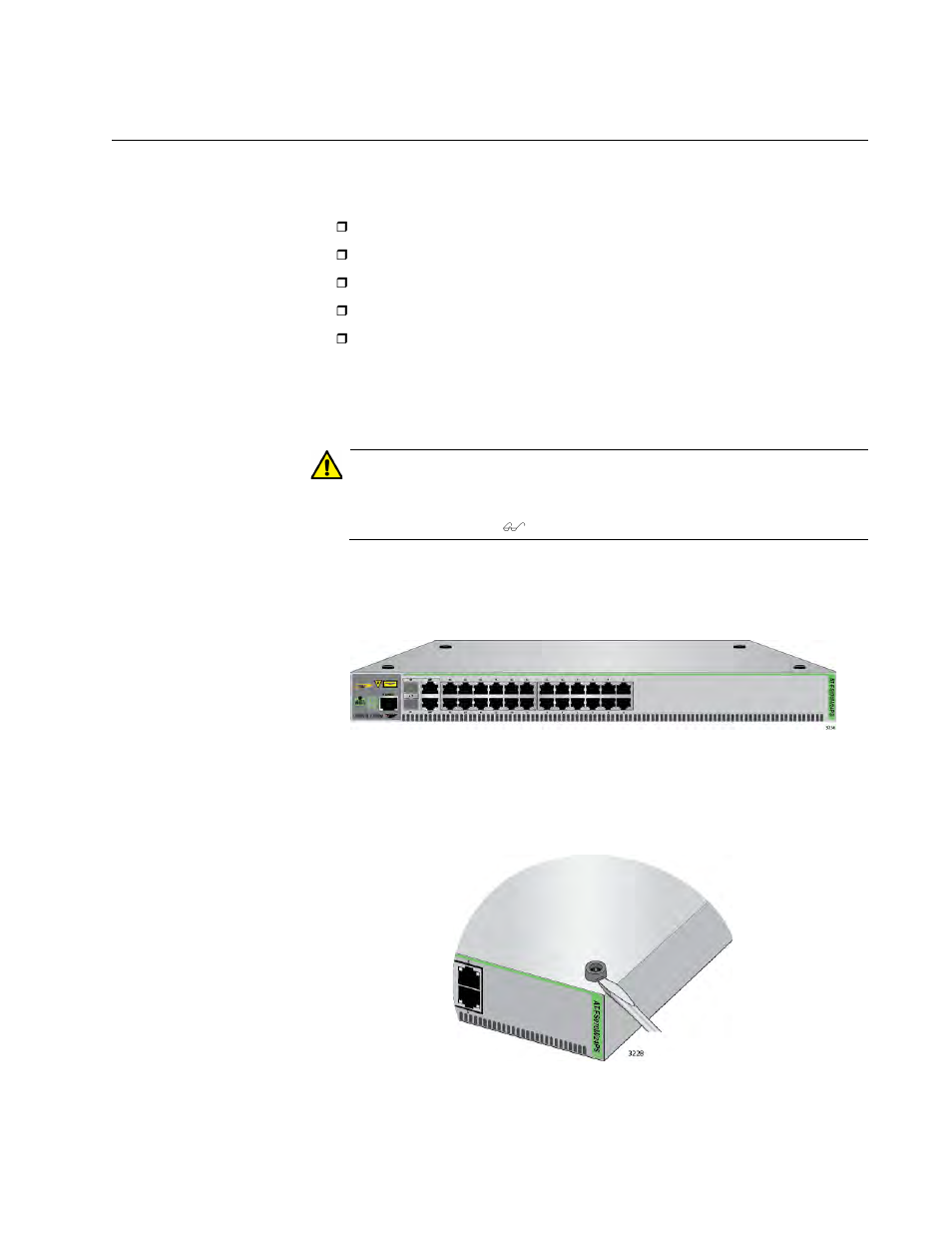 Installing the switch in an equipment rack, Turning the switch upside down, Removing the rubber feet | Allied Telesis FS970M Series User Manual | Page 65 / 106