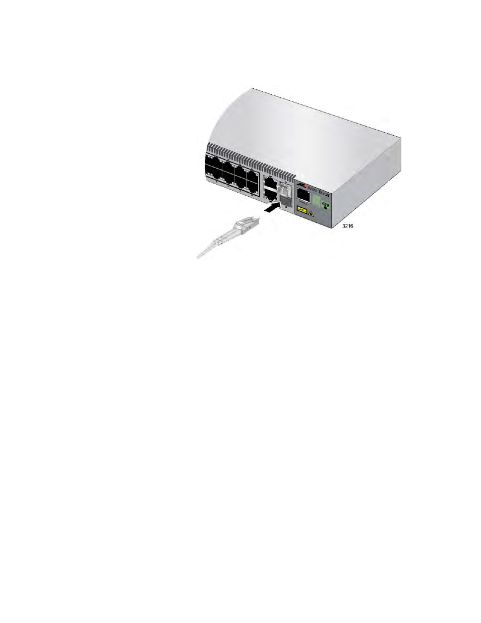 Connecting the fiber optic cable to the sfp module | Allied Telesis FS970M Series User Manual | Page 77 / 106