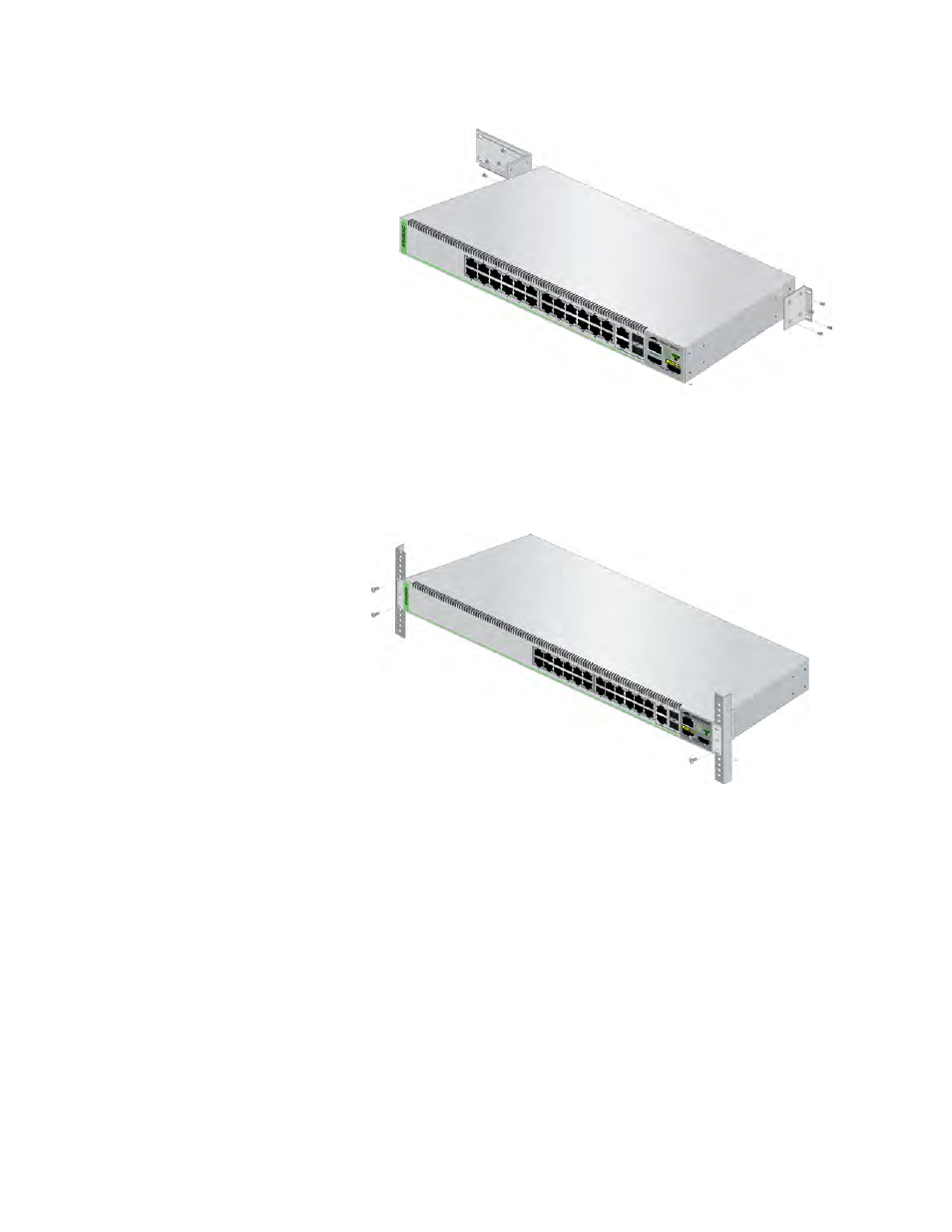 Mounting the switch in an equipment rack | Allied Telesis 8100S Series User Manual | Page 75 / 116