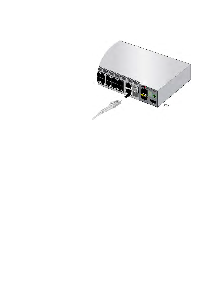 Connecting the fiber optic cable to the sfp module | Allied Telesis 8100S Series User Manual | Page 83 / 116
