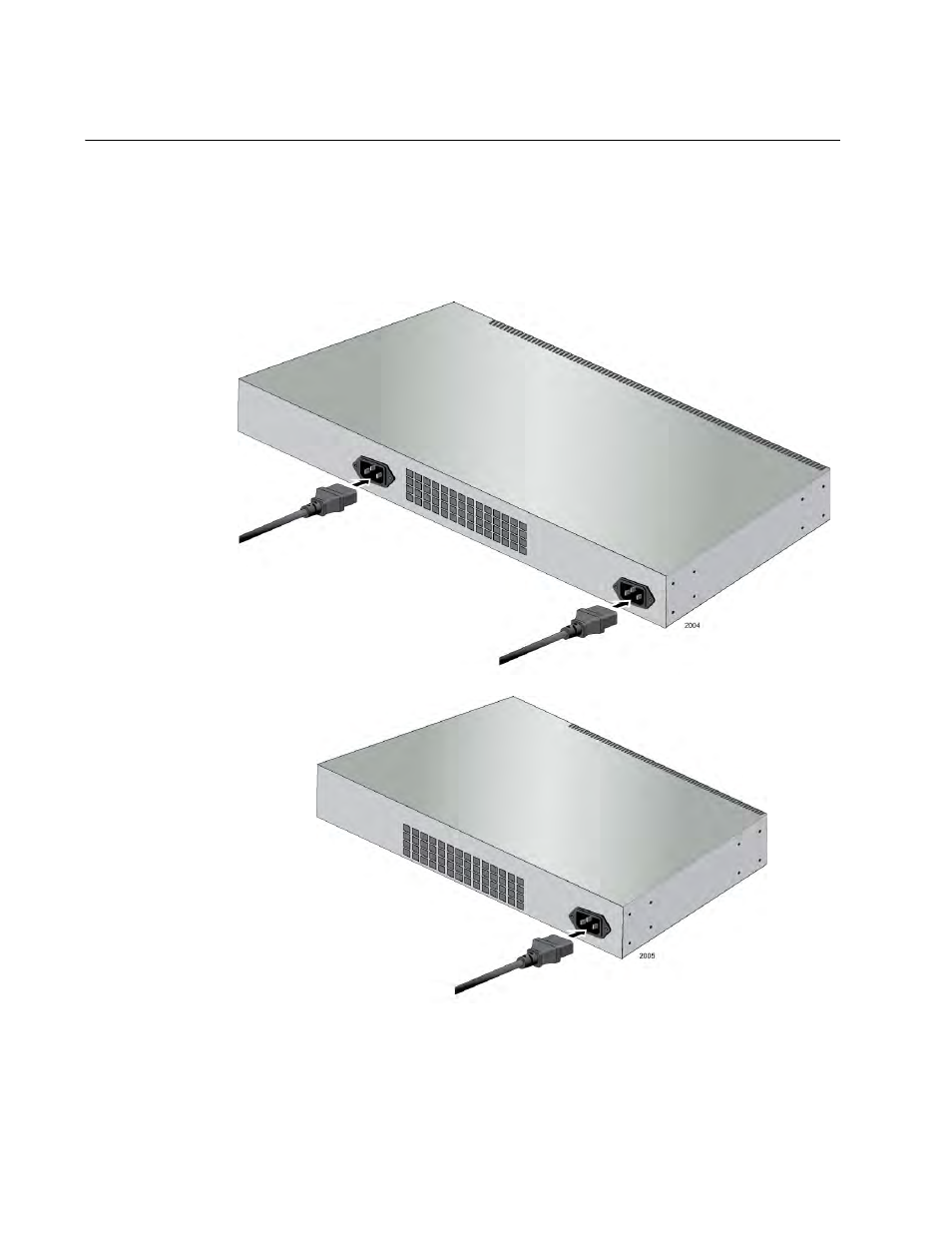 Powering on an ac switch, Plugging in the ac power cord | Allied Telesis 8100S Series User Manual | Page 86 / 116