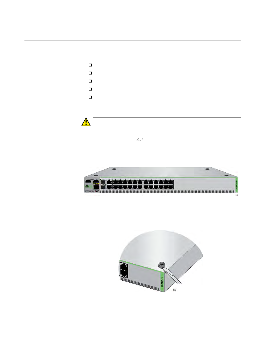 Installing the switches in an equipment rack, Turning the switch upside down, Removing the rubber feet | Allied Telesis 8100S Series User Manual | Page 72 / 140