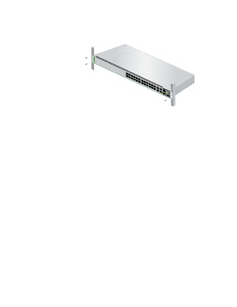Mounting the switch in an equipment rack | Allied Telesis 8100S Series User Manual | Page 76 / 140