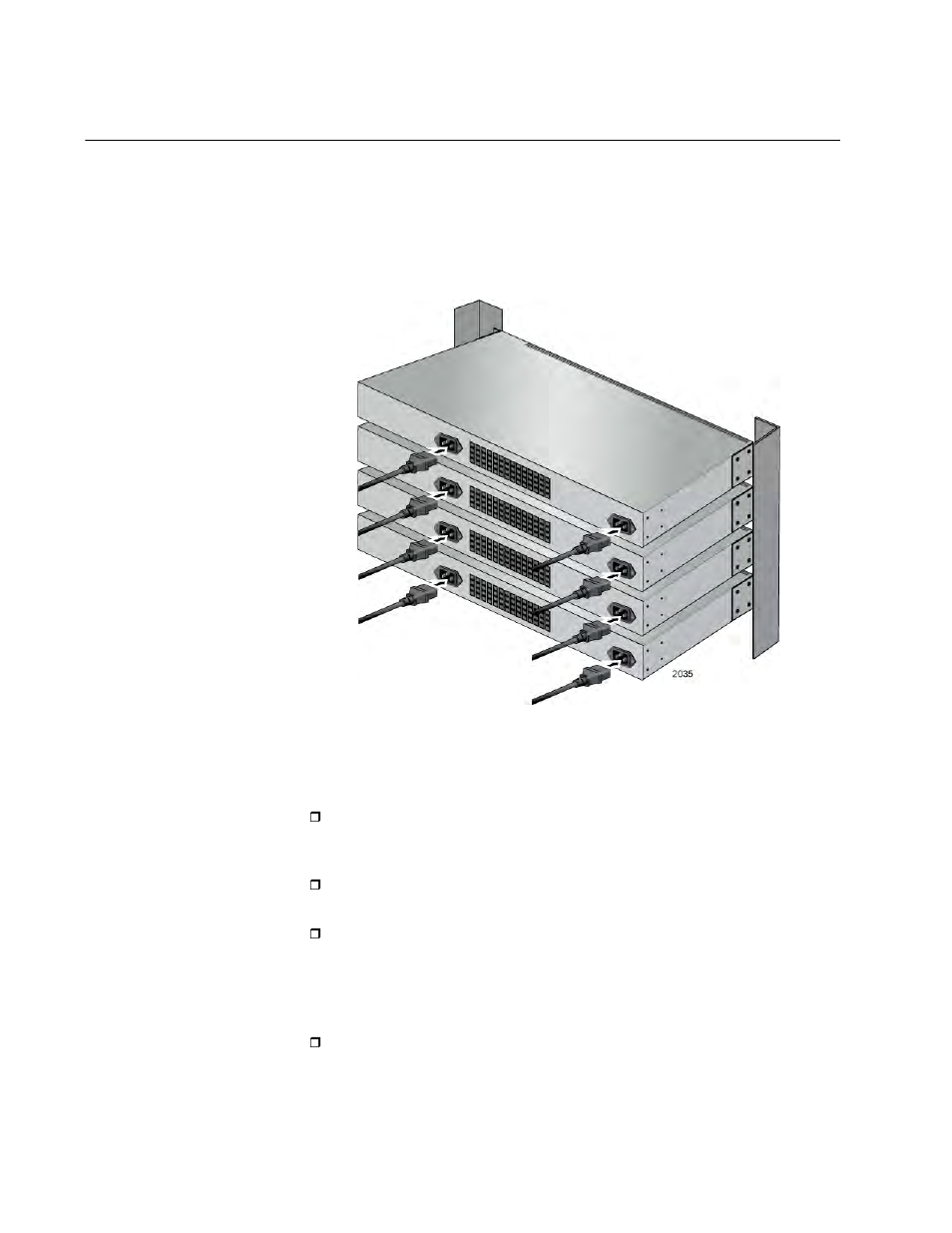 Powering on ac switches, Plugging in the ac power cords | Allied Telesis 8100S Series User Manual | Page 92 / 140