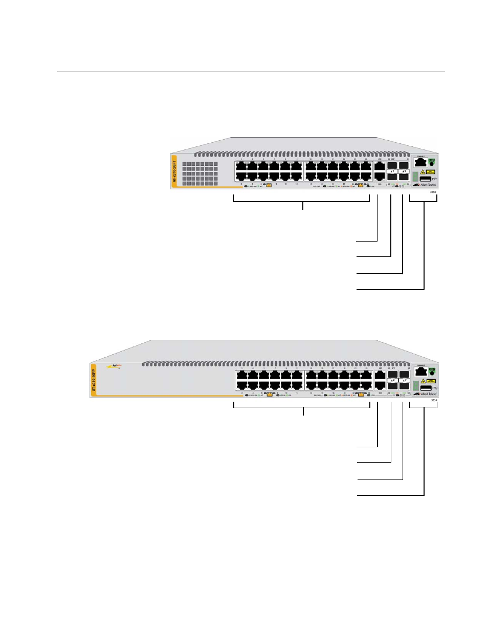 Front and back panels | Allied Telesis x310 Series User Manual | Page 19 / 120