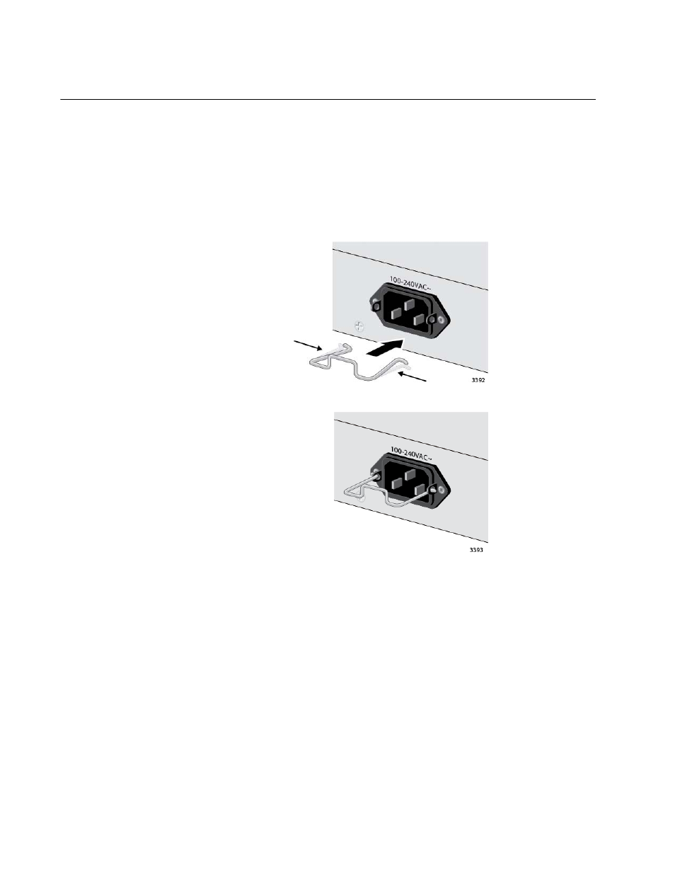 Installing the power cord retaining clip, Figure 42: installing the retaining clip | Allied Telesis x310 Series User Manual | Page 90 / 120