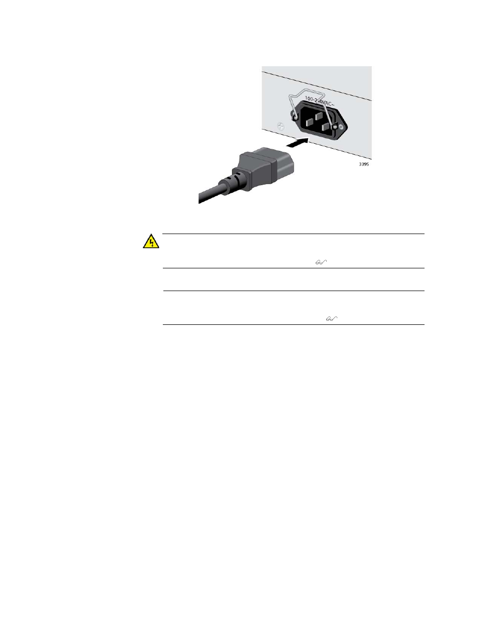 Figure 43: plugging in the ac power cord | Allied Telesis x310 Series User Manual | Page 92 / 120