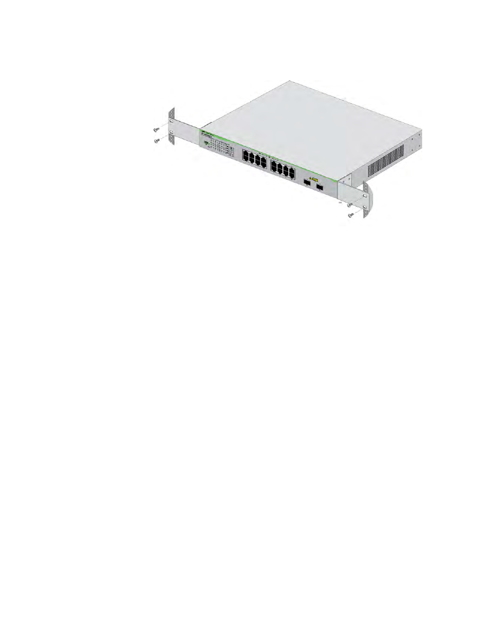 Gure 8: mounting the switch in an equipment rack | Allied Telesis AT-GS950/48 User Manual | Page 34 / 52