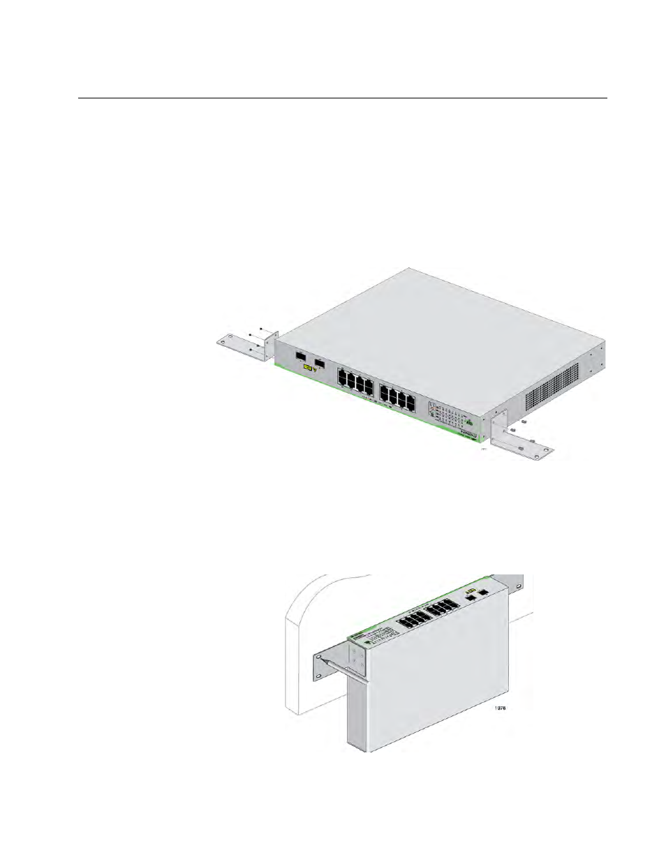 Installing the switch on a wall, Marking the screw hole locations | Allied Telesis AT-GS950/48 User Manual | Page 35 / 52