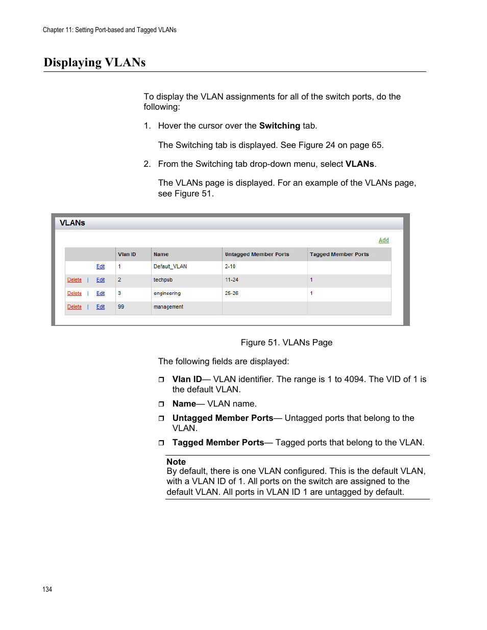 Displaying vlans | Allied Telesis AT-8100 Series User Manual | Page 134 / 330