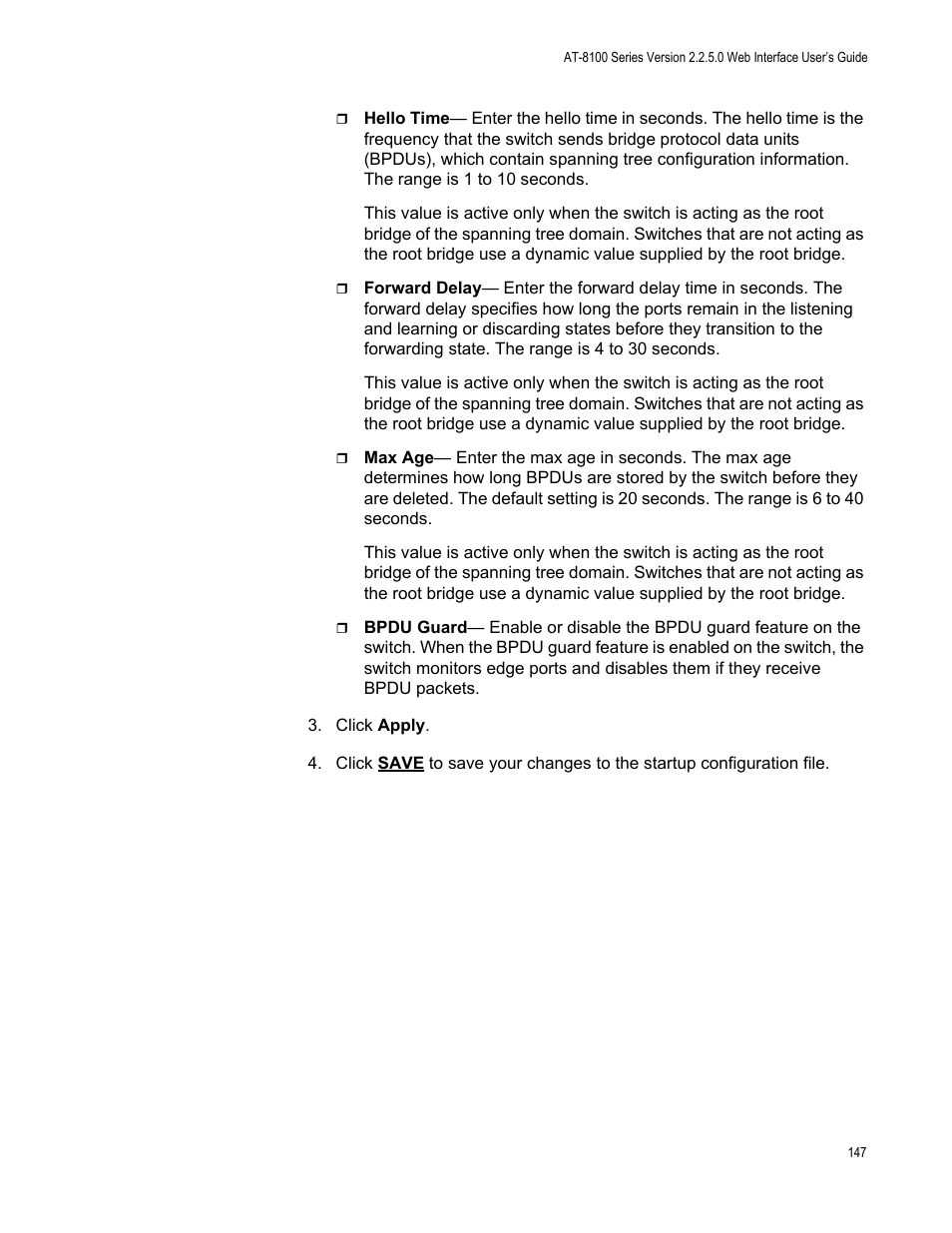 Allied Telesis AT-8100 Series User Manual | Page 147 / 330