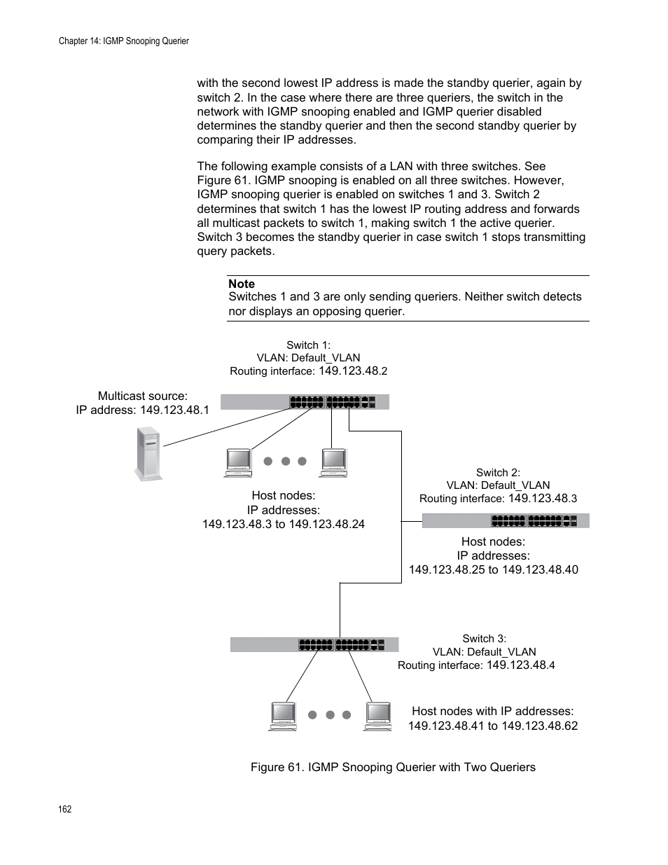 Figure 61: igmp snooping querier with two queriers | Allied Telesis AT-8100 Series User Manual | Page 162 / 330
