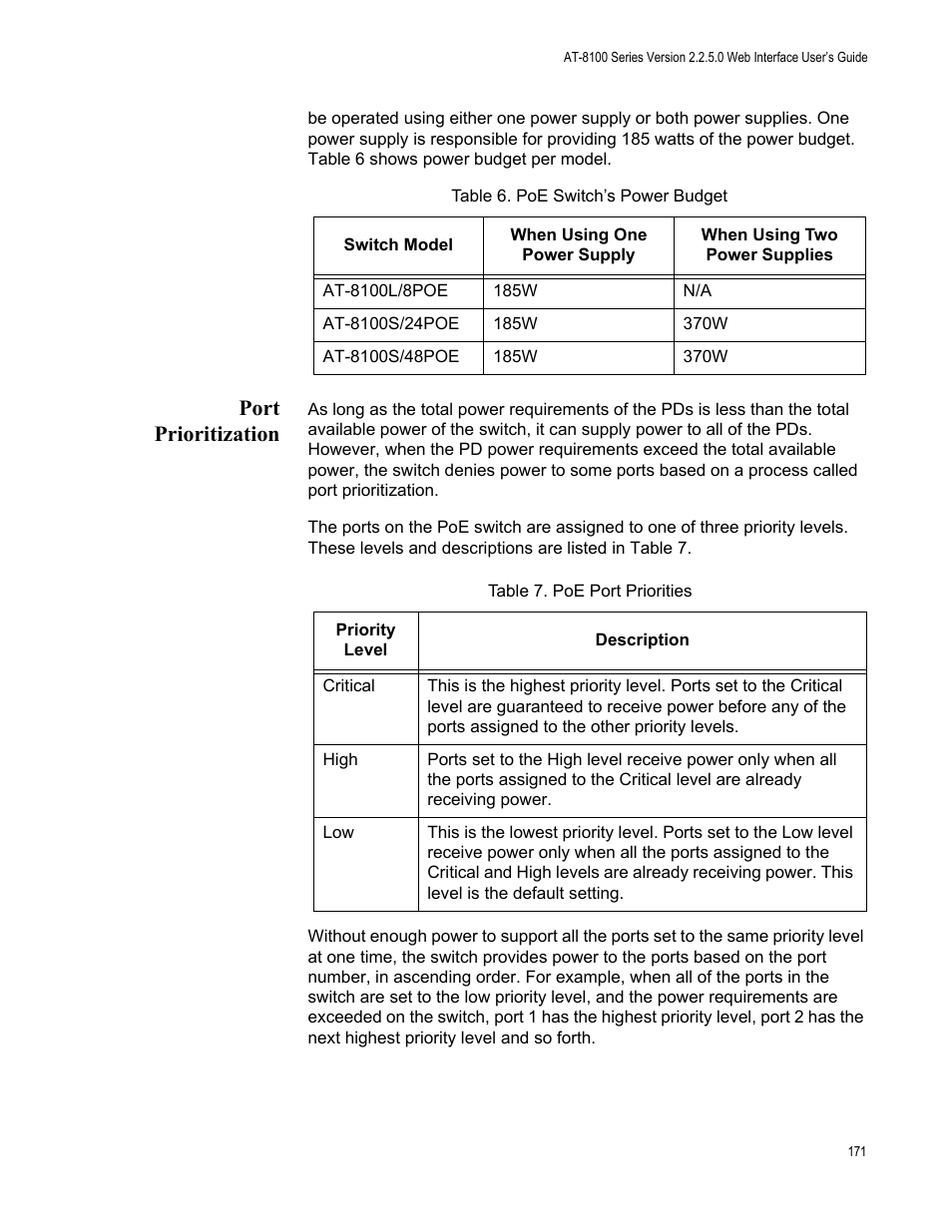 Port prioritization | Allied Telesis AT-8100 Series User Manual | Page 171 / 330