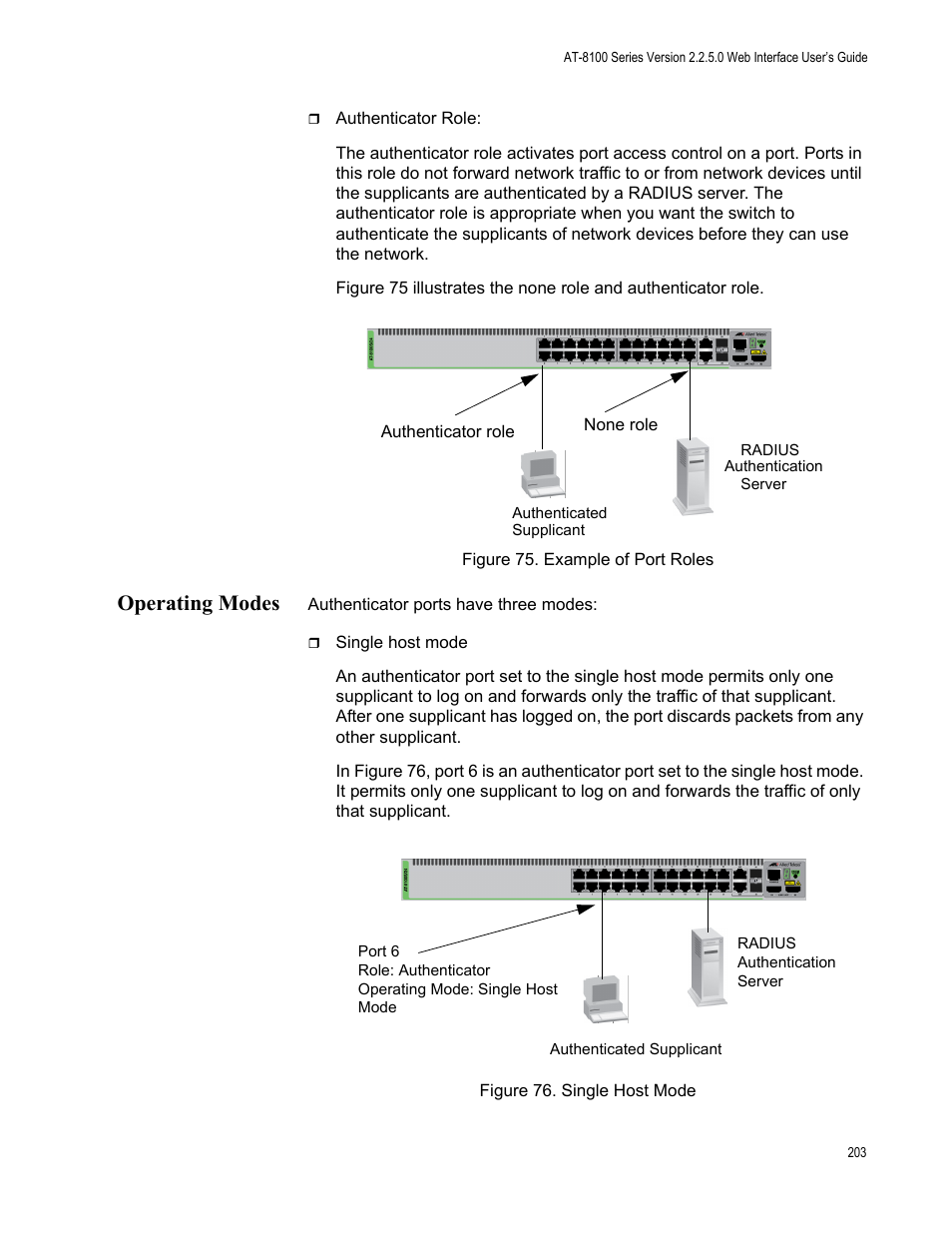 Operating modes | Allied Telesis AT-8100 Series User Manual | Page 203 / 330