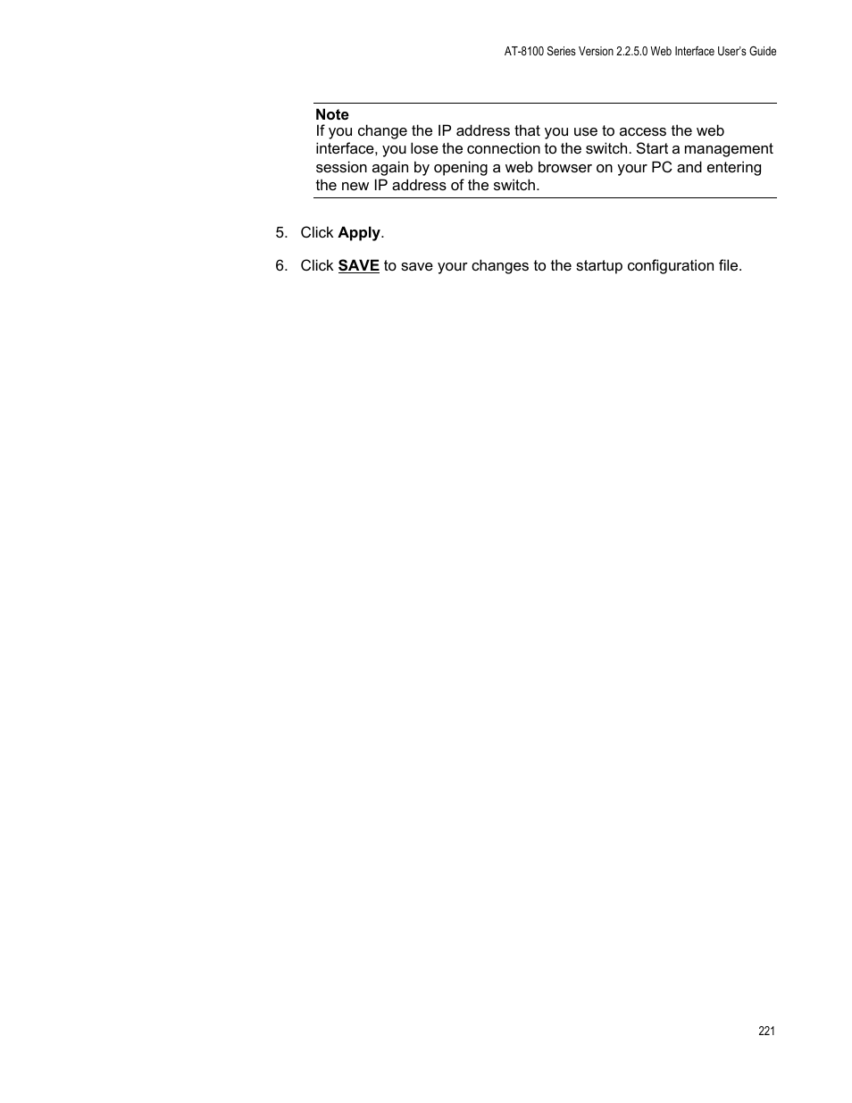 Allied Telesis AT-8100 Series User Manual | Page 221 / 330