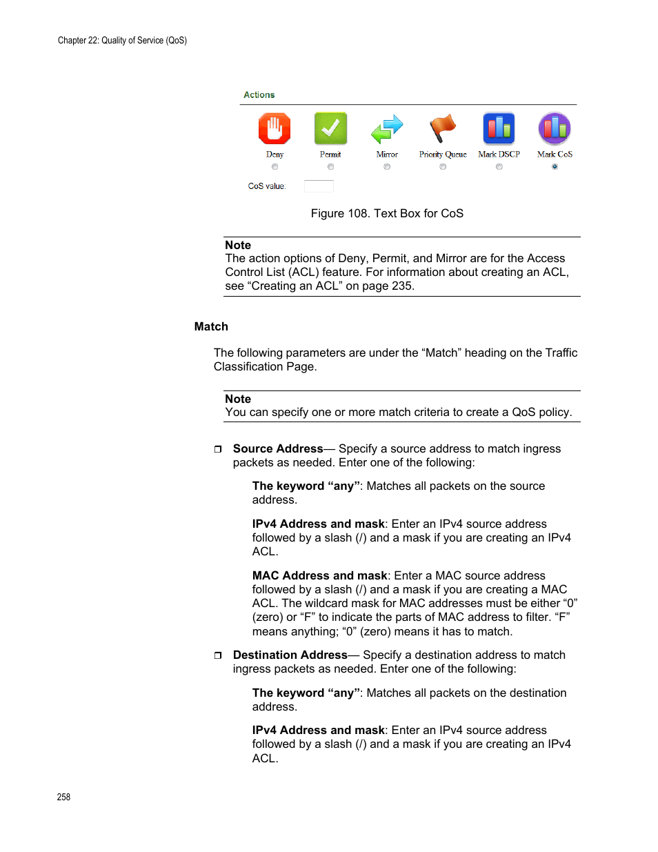 Figure 108: text box for cos | Allied Telesis AT-8100 Series User Manual | Page 258 / 330