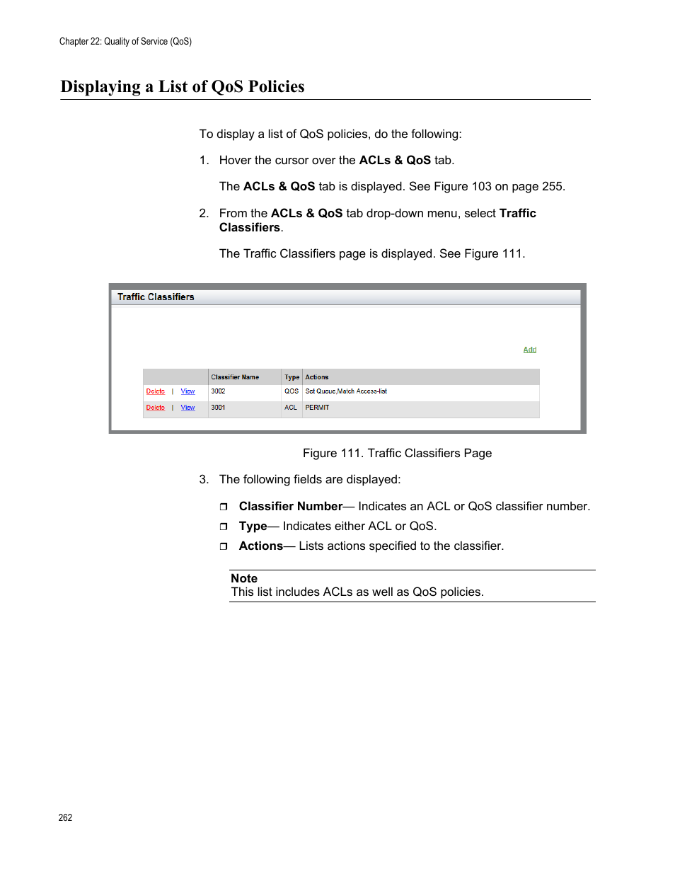 Displaying a list of qos policies | Allied Telesis AT-8100 Series User Manual | Page 262 / 330