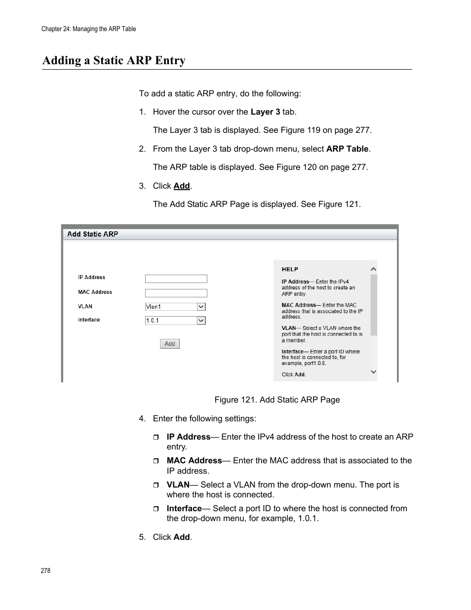 Adding a static arp entry | Allied Telesis AT-8100 Series User Manual | Page 278 / 330