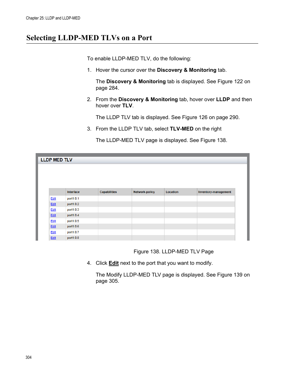 Selecting lldp-med tlvs on a port | Allied Telesis AT-8100 Series User Manual | Page 304 / 330