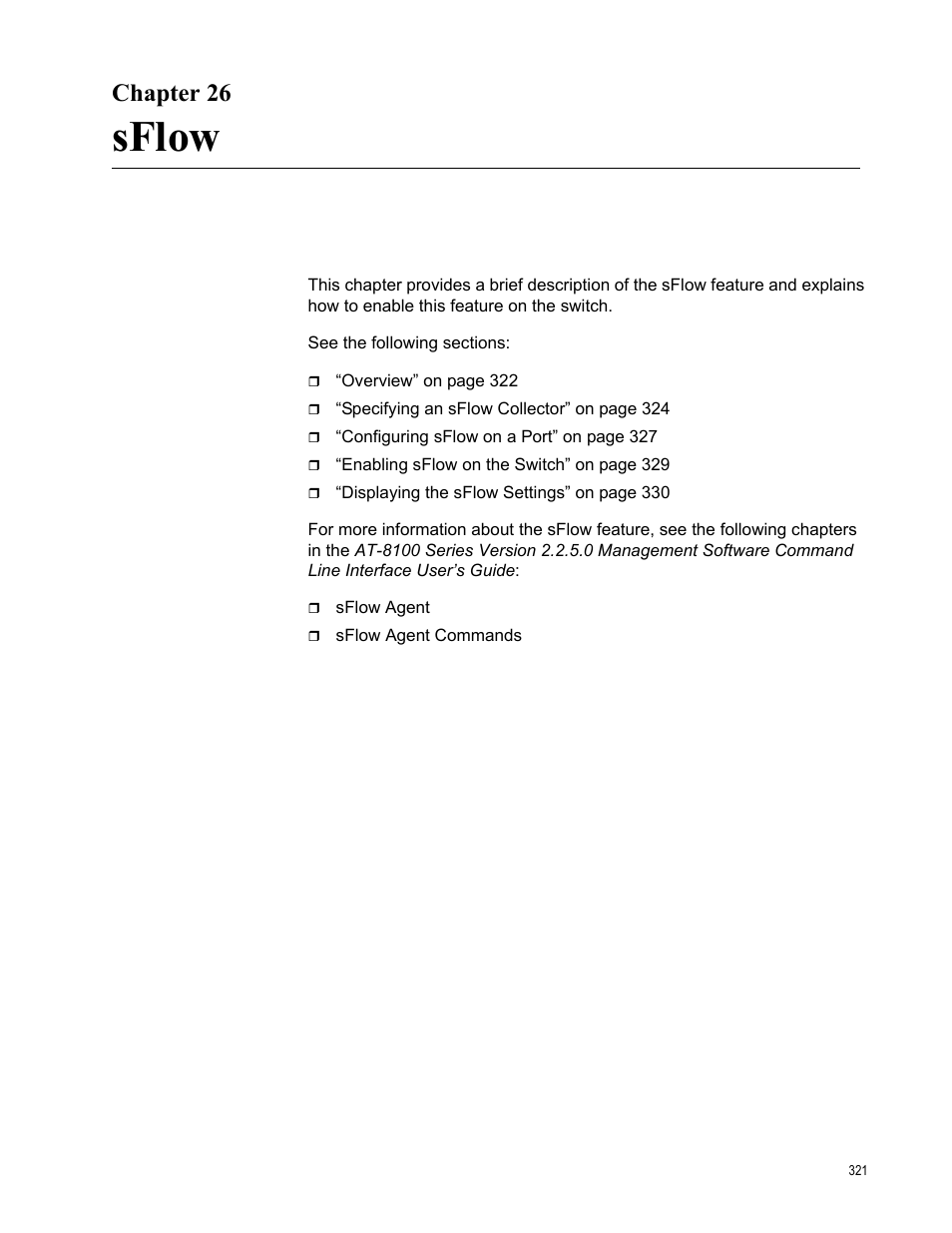 Chapter 26, Sflow | Allied Telesis AT-8100 Series User Manual | Page 321 / 330