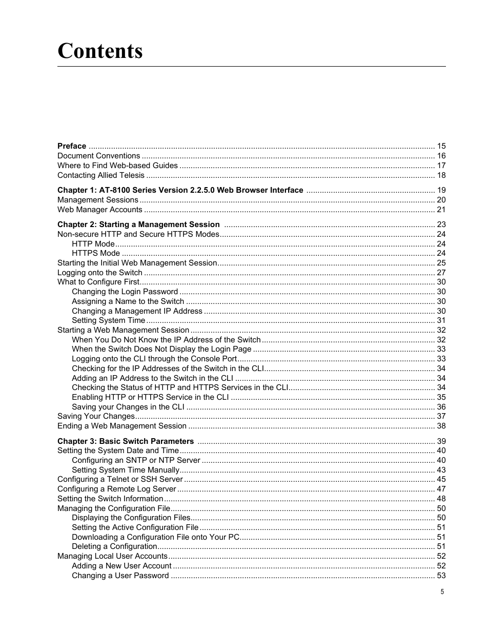 Allied Telesis AT-8100 Series User Manual | Page 5 / 330
