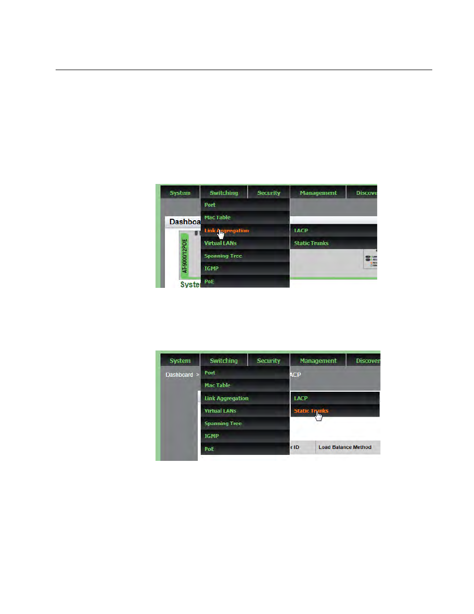 Displaying static trunk settings | Allied Telesis AT-9000 Series User Manual | Page 115 / 258