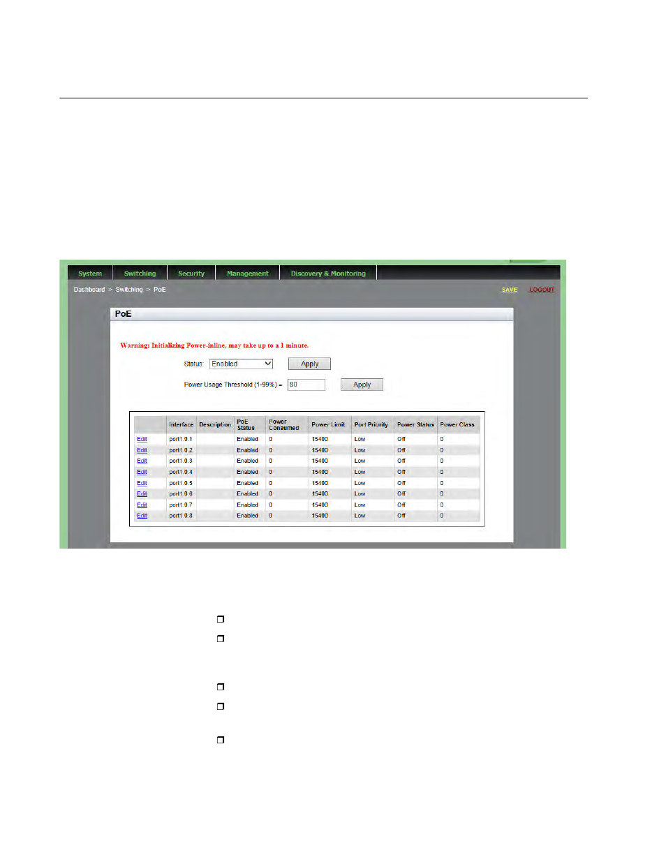 Displaying poe settings | Allied Telesis AT-9000 Series User Manual | Page 158 / 258