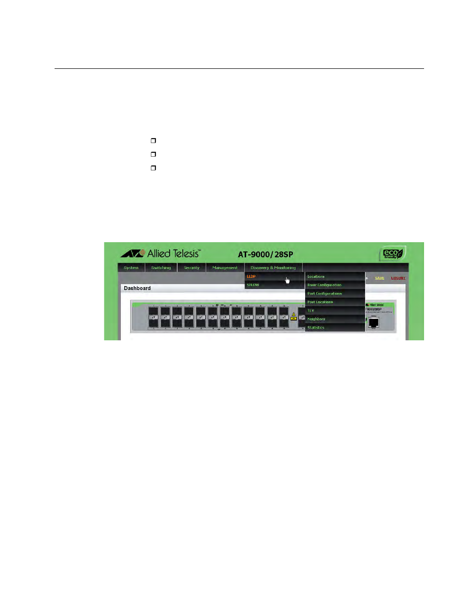 Setting lldp locations, Creating a civic location, Figure 73: discovery & monitoring tab | Allied Telesis AT-9000 Series User Manual | Page 211 / 258