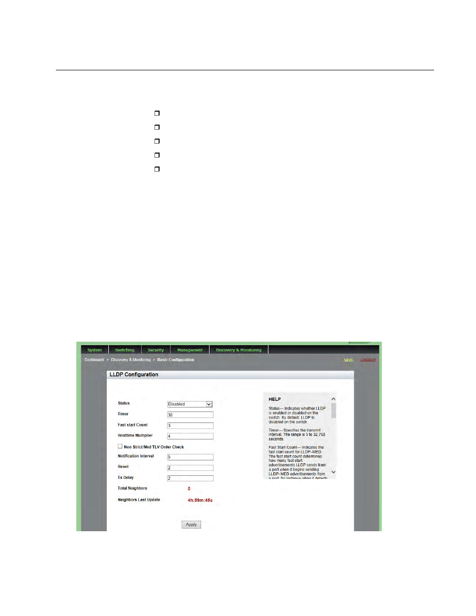 Configuring lldp and lldp-med, Setting the basic lldp configuration | Allied Telesis AT-9000 Series User Manual | Page 219 / 258