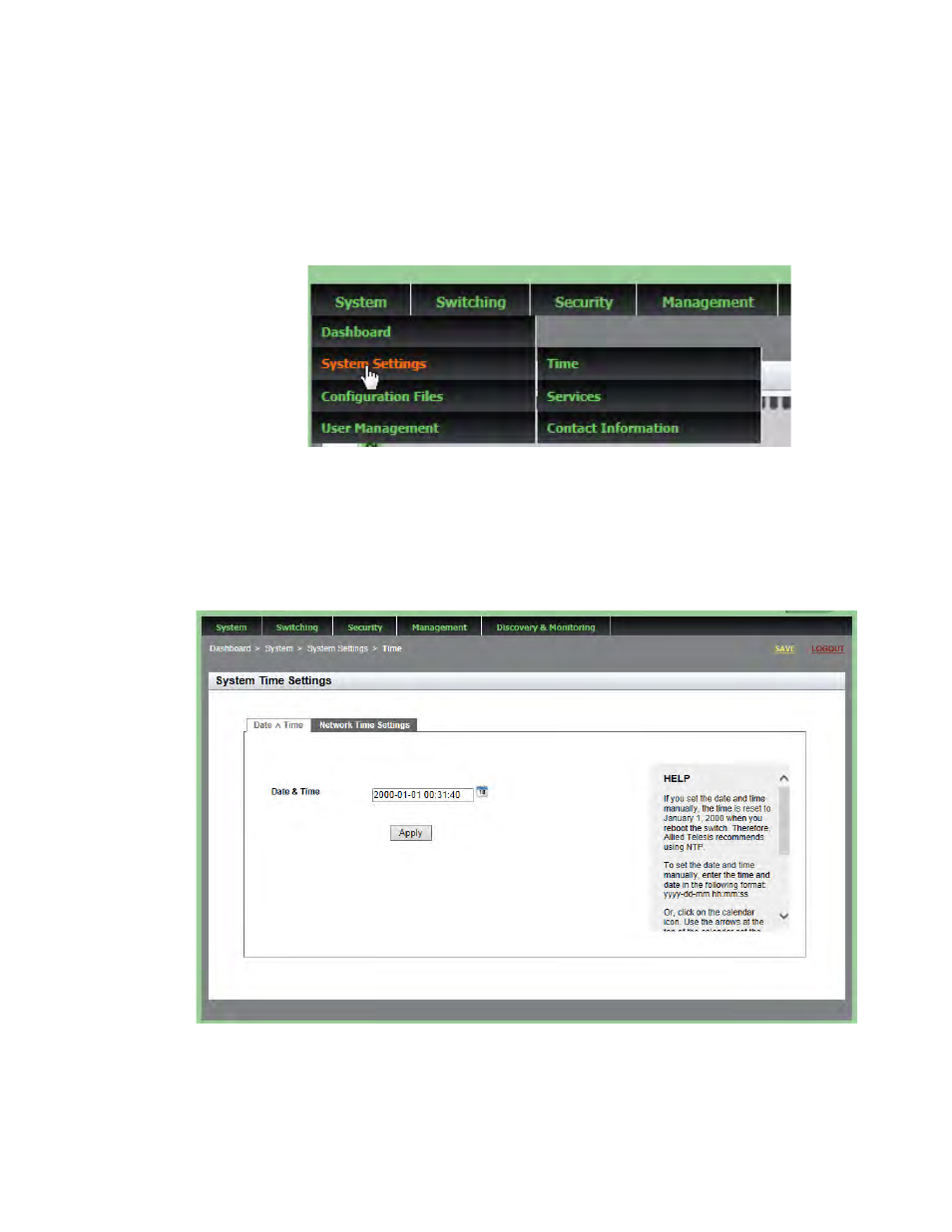 Setting system time manually | Allied Telesis AT-9000 Series User Manual | Page 33 / 258