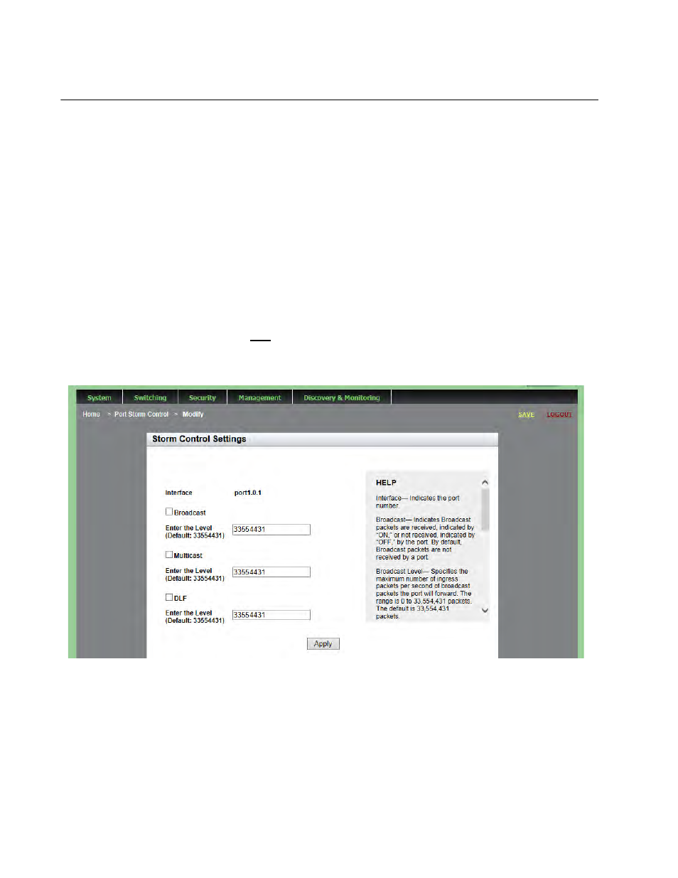Modifying the storm control settings | Allied Telesis AT-9000 Series User Manual | Page 68 / 258