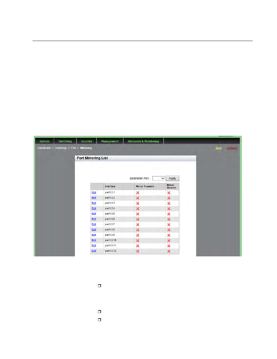 Displaying port mirroring settings | Allied Telesis AT-9000 Series User Manual | Page 83 / 258