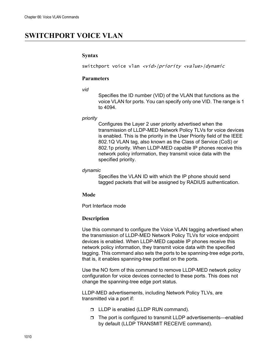 Switchport voice vlan 0, Switchport voice vlan | Allied Telesis AT-FS970M Series User Manual | Page 1010 / 1938