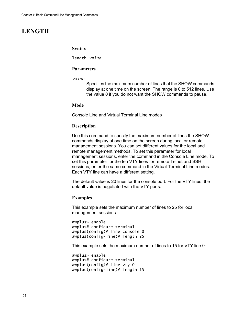 Length | Allied Telesis AT-FS970M Series User Manual | Page 104 / 1938