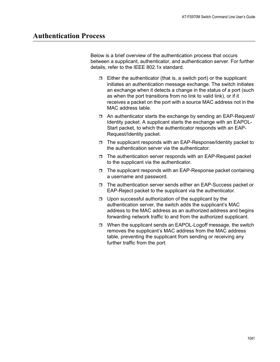 Authentication process 1, Authentication process | Allied Telesis AT-FS970M Series User Manual | Page 1041 / 1938