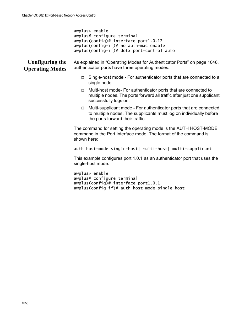 Configuring the operating modes 8, Configuring the operating modes | Allied Telesis AT-FS970M Series User Manual | Page 1058 / 1938